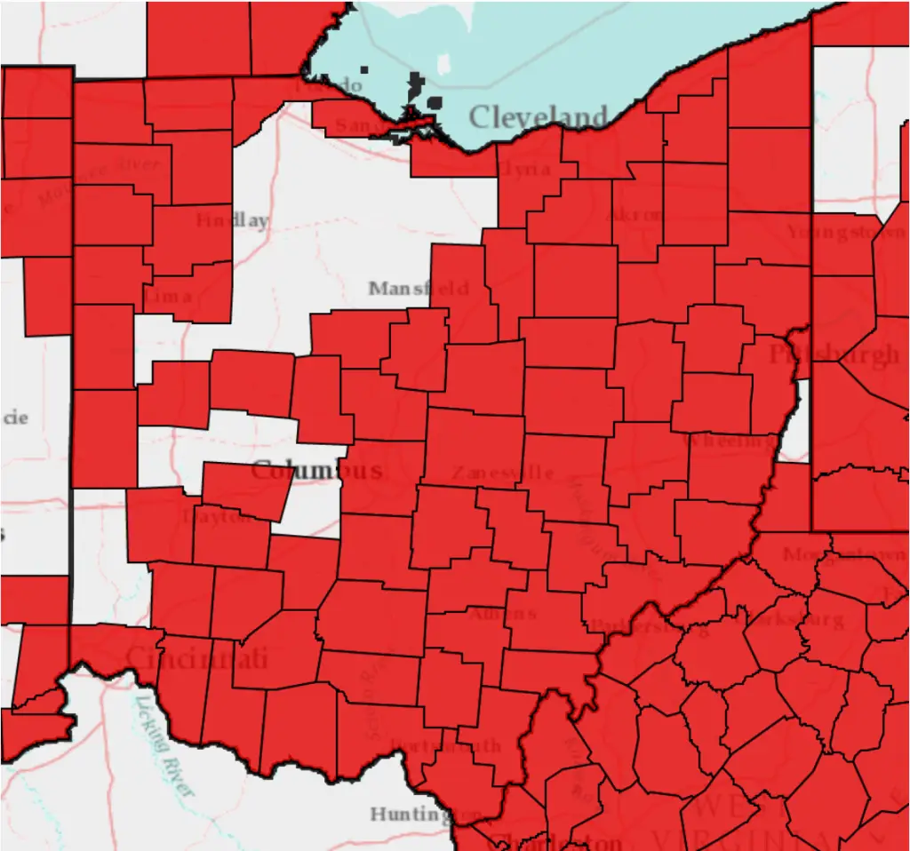 Oak Wilt in Central Ohio 1 Counties with confirmed infections of oak wilt in 2016.