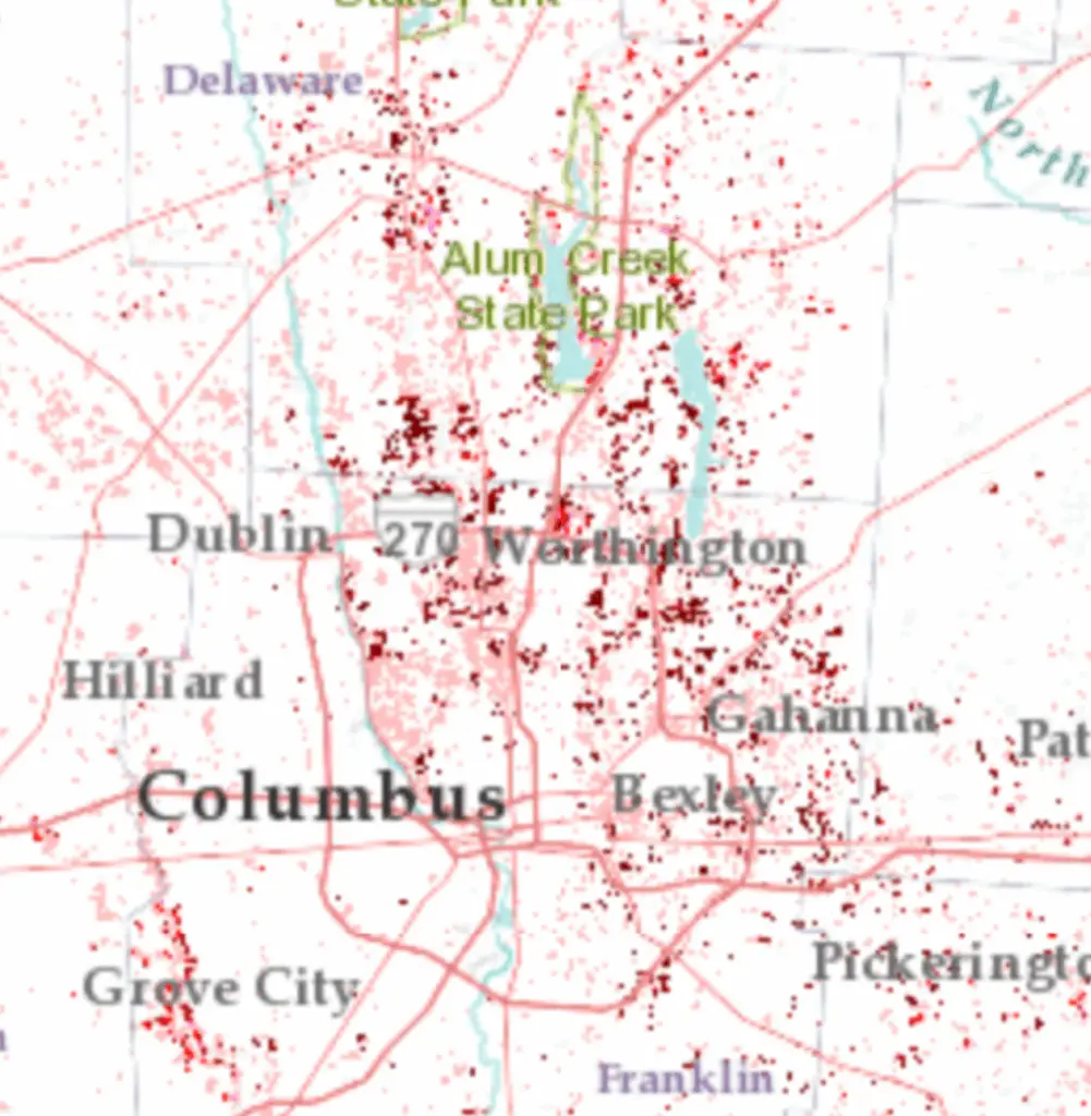 Oak Wilt in Central Ohio 4 Risk map of central Ohio where oak wilt could increase.